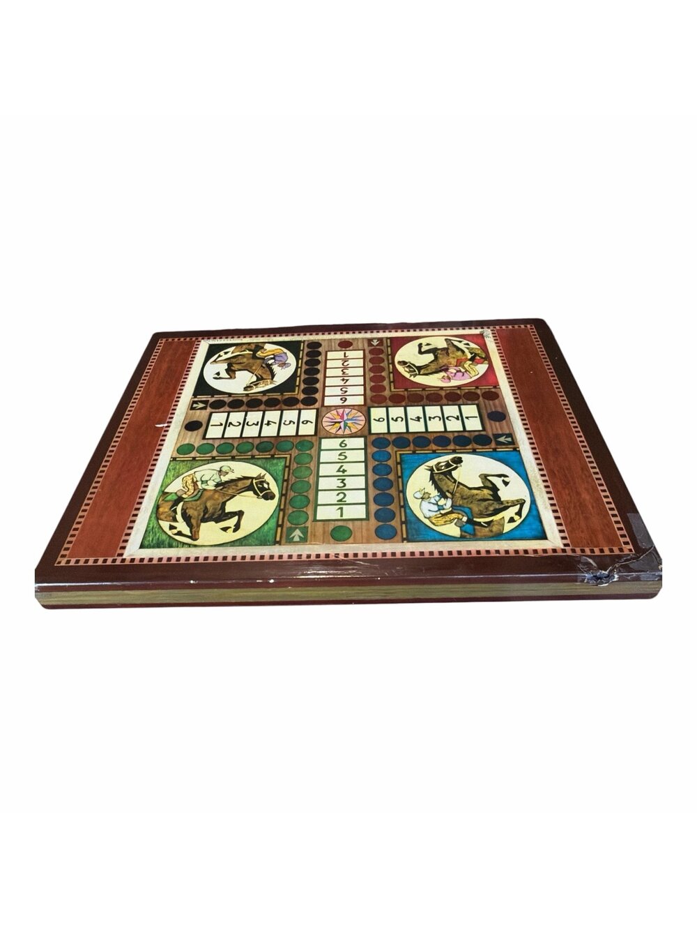 Vintage Board Game Horse Racing Theme Ludo and checkers on other side
